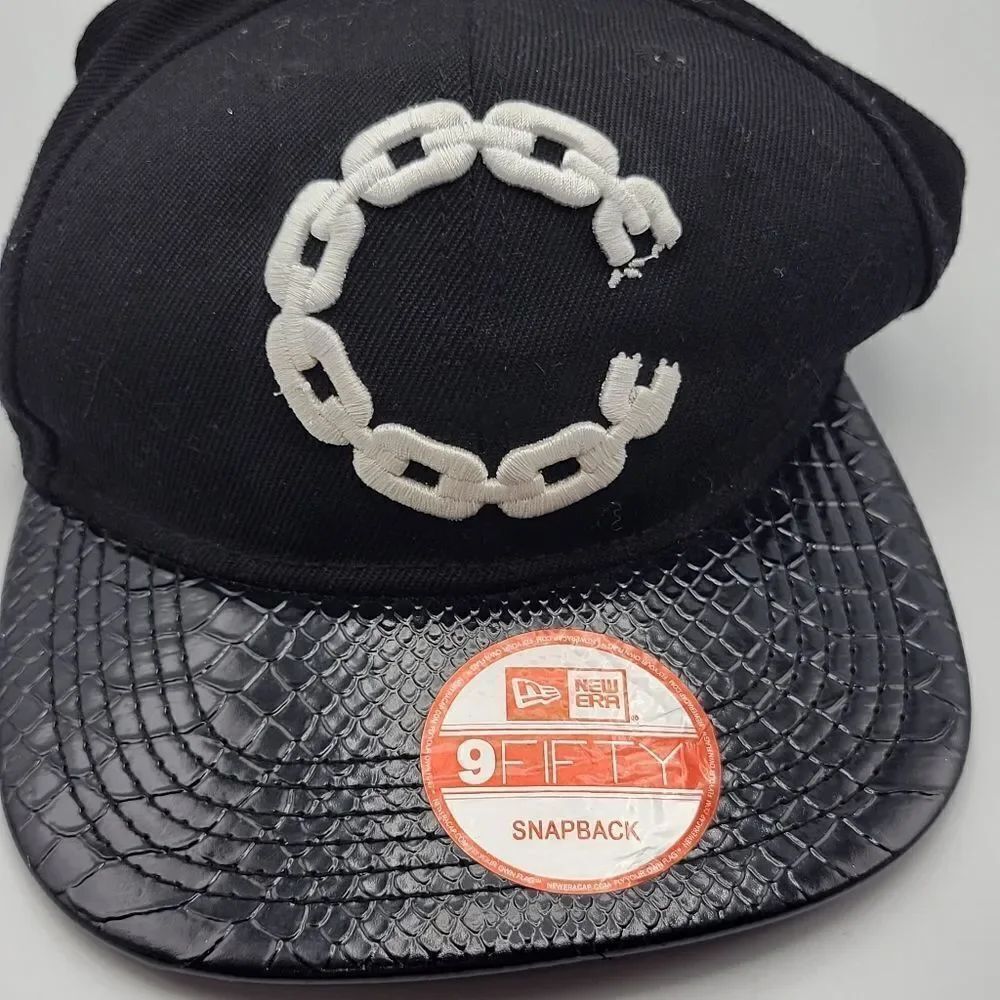 New Era Crooks & Castle Faux Leather Visor Chain C Strap Back Snapback 9fifty